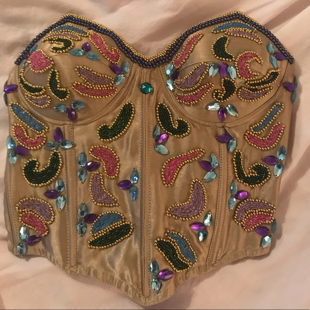 Beige corset jeweled and beaded